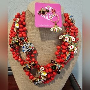 Sassy Jones Dainty Bug Bib and Earring Set